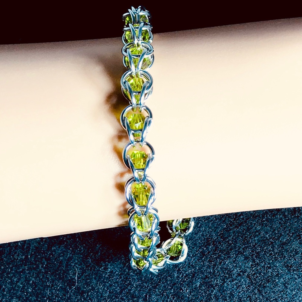 Artisan Captured Crystal Bracelet in Olivine